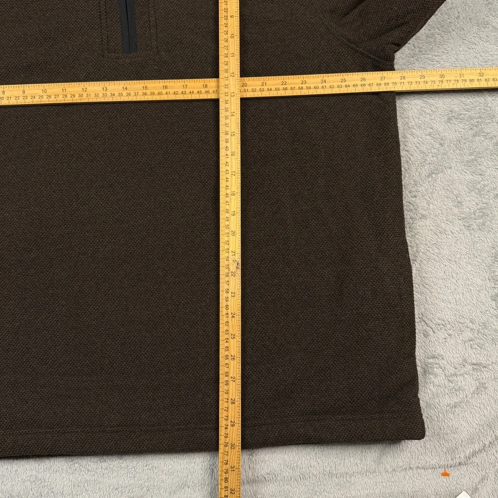Orvis Mens XXL Brown Quarter Zip Sherpa Lined Collar Textured Fleece Pullover‎